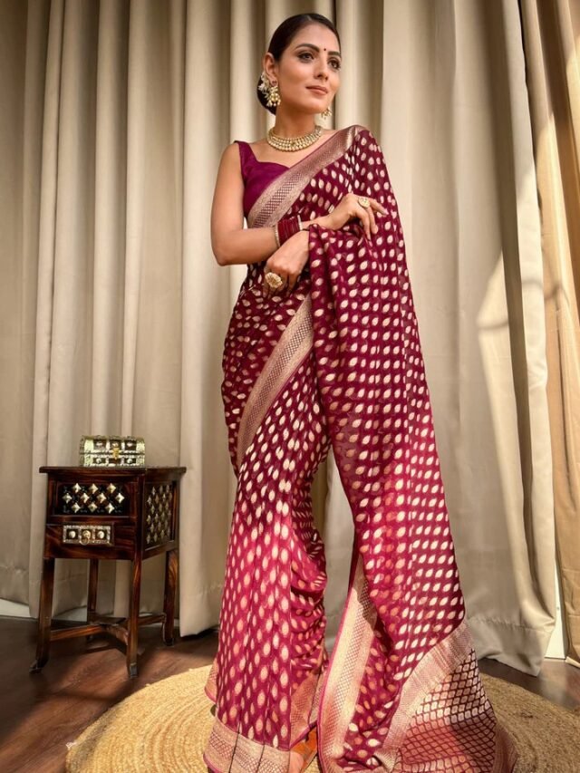 Brown Colour Banarasi Soft Silk Saree