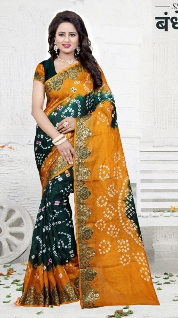 Dark Green Colour New Bandhani Saree