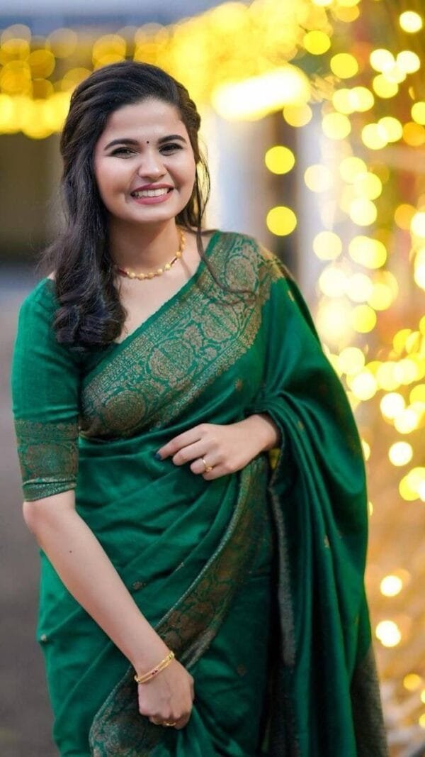 Green Colour Banarasi Soft Silk Saree
