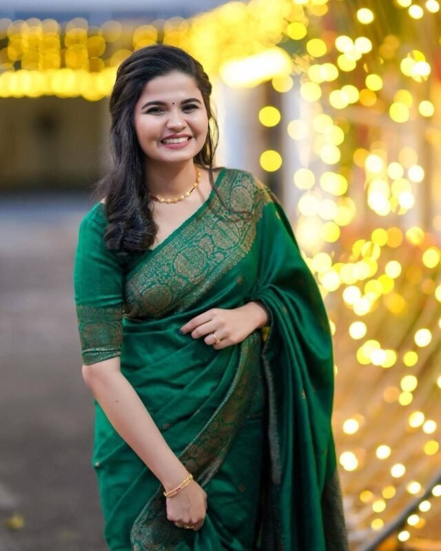 Green Colour Banarasi Soft Silk Saree