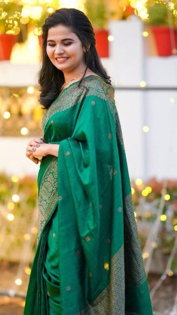 Green Colour Banarasi Soft Silk Saree