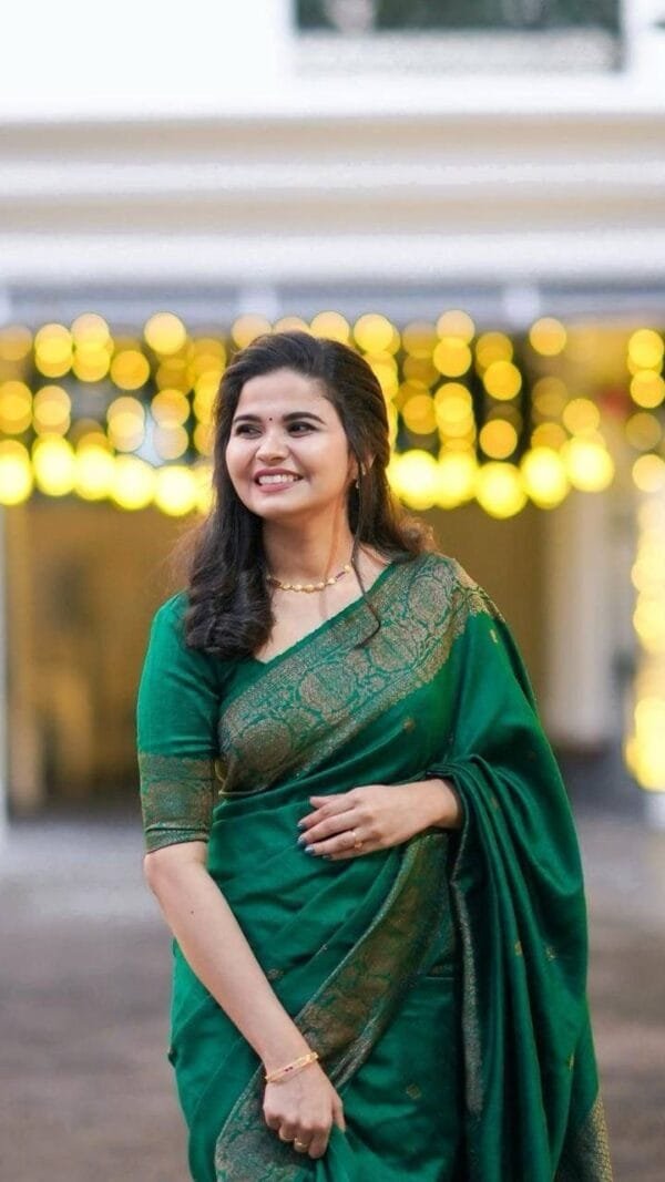 Green Colour Banarasi Soft Silk Saree