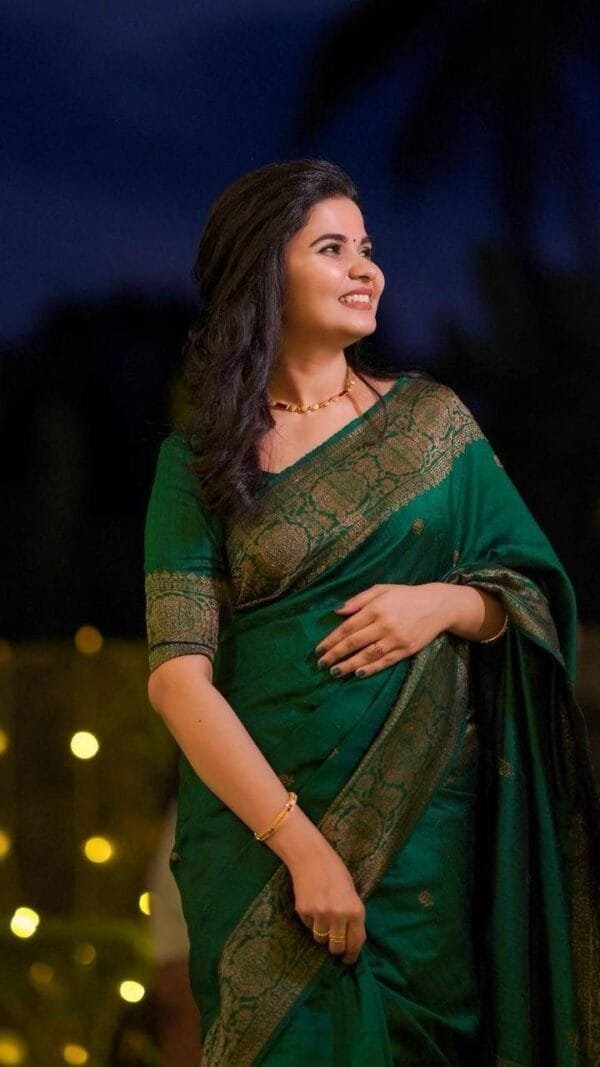 Green Colour Banarasi Soft Silk Saree