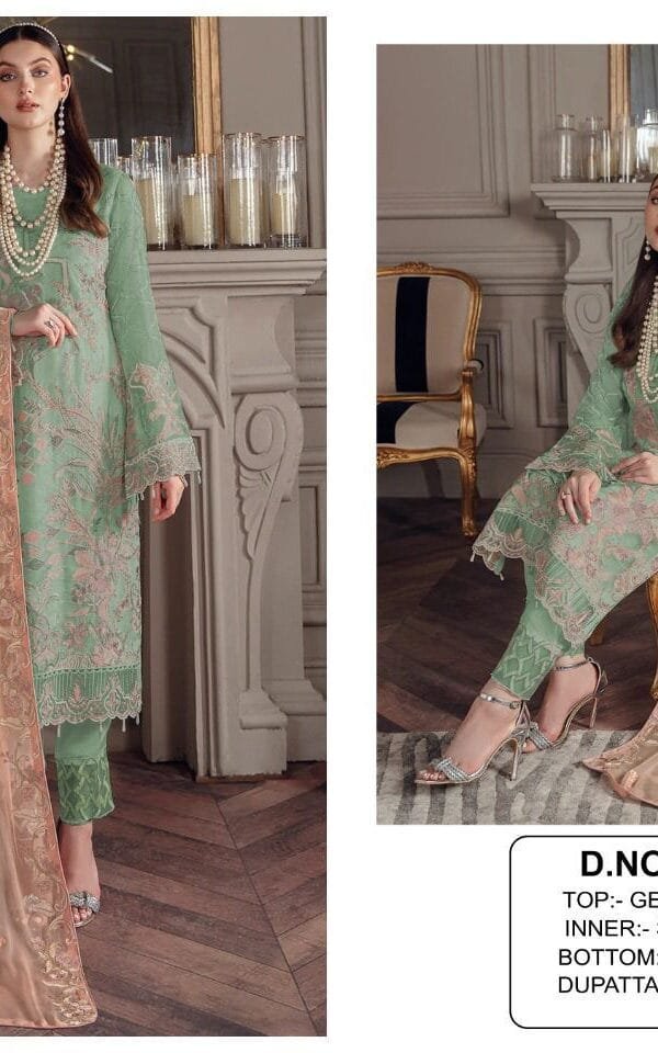 Green Colour Georgette With Sequence Embroidery Work Suits