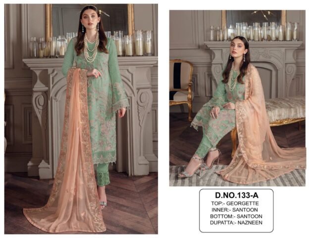 Green Colour Georgette With Sequence Embroidery Work Suits