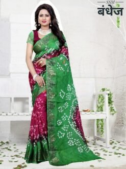 Green Colour New Bandhani Saree