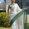 Green Colour New Kalamkari Print 1 Minute Ready To Wear Saree