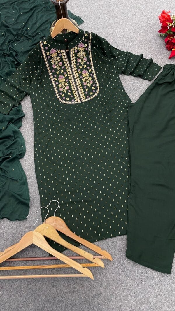 Green Colour New Reyon beautiful suit