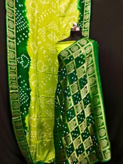Green Colour Pure Bandhej silk saree