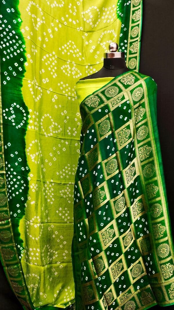 Green Colour Pure Bandhej silk saree