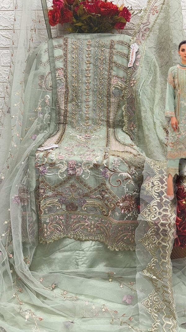 Green Grey Colour ORGANZA EMBROIDERED Suits