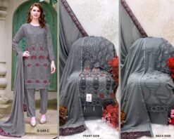 Grey Colour FOX GEORGETTE EMBROIDERY Suits