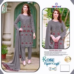 Grey Colour FOX GEORGETTE EMBROIDERY Suits