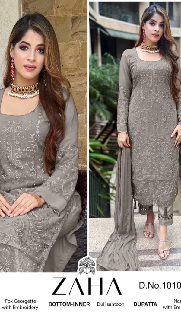 Grey Colour GEORGETTE WITH HEAVY EMBROIDERED Suits