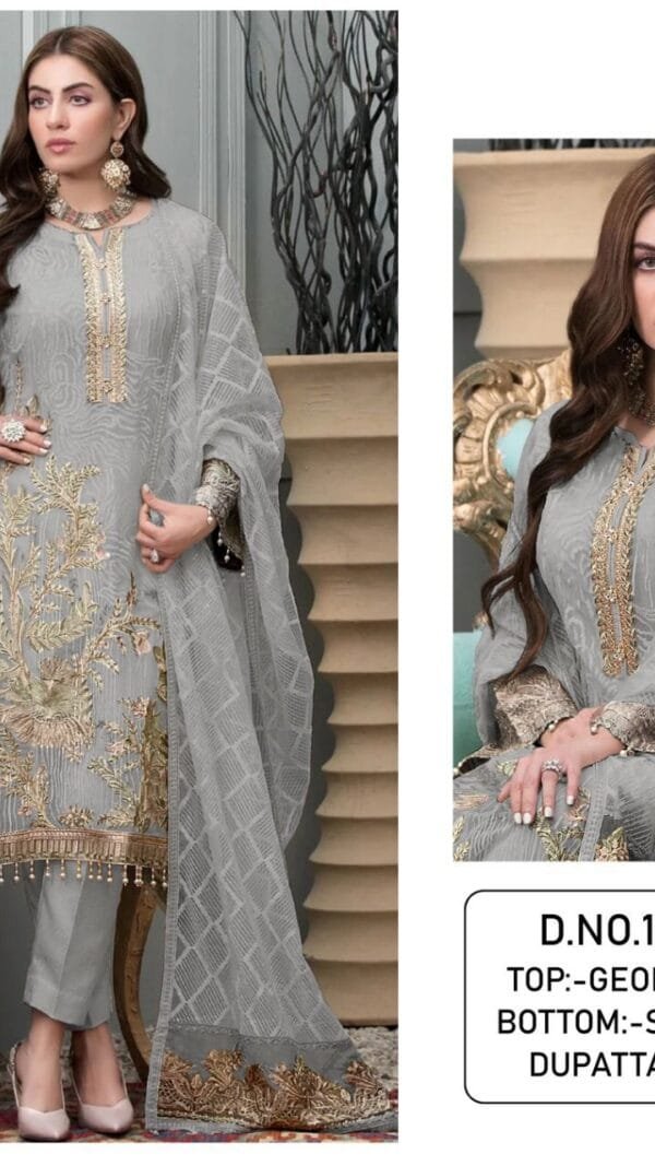 Grey Colour Georgette With Sequence Embroidery & Diamond Work Suits