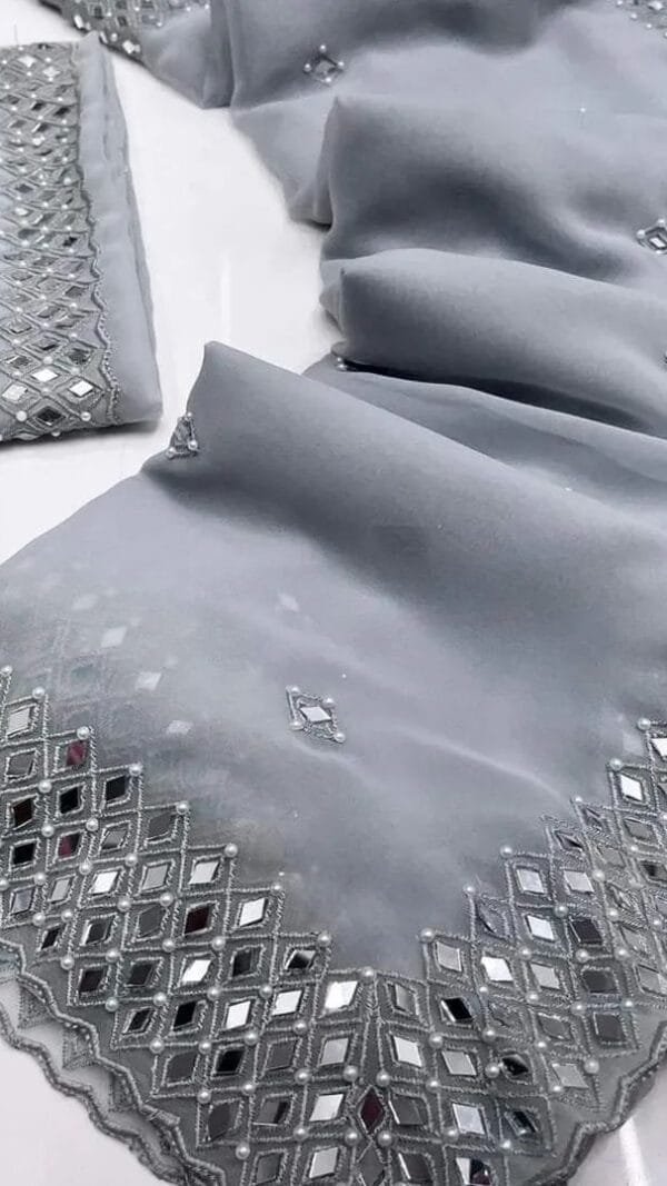 Grey Colour Havy Fox Georgette Saree