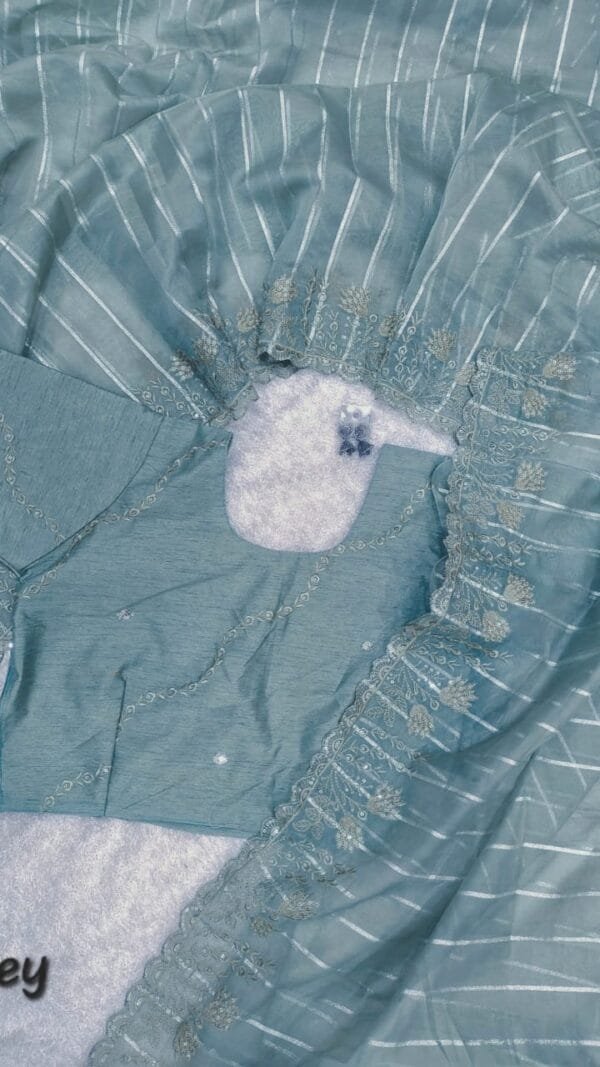 Grey Colour Pure soft organza saree