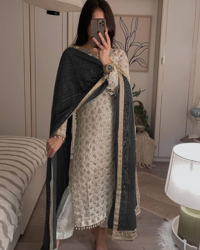 Grey Colour Readymade Desirable Fancy Faux Georgette Suits