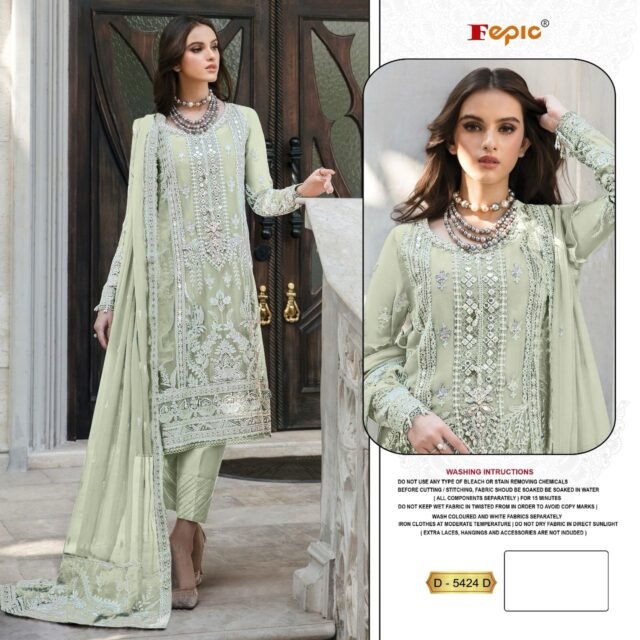 Grey Green Colour GEORGETTE EMBROIDERED Suits