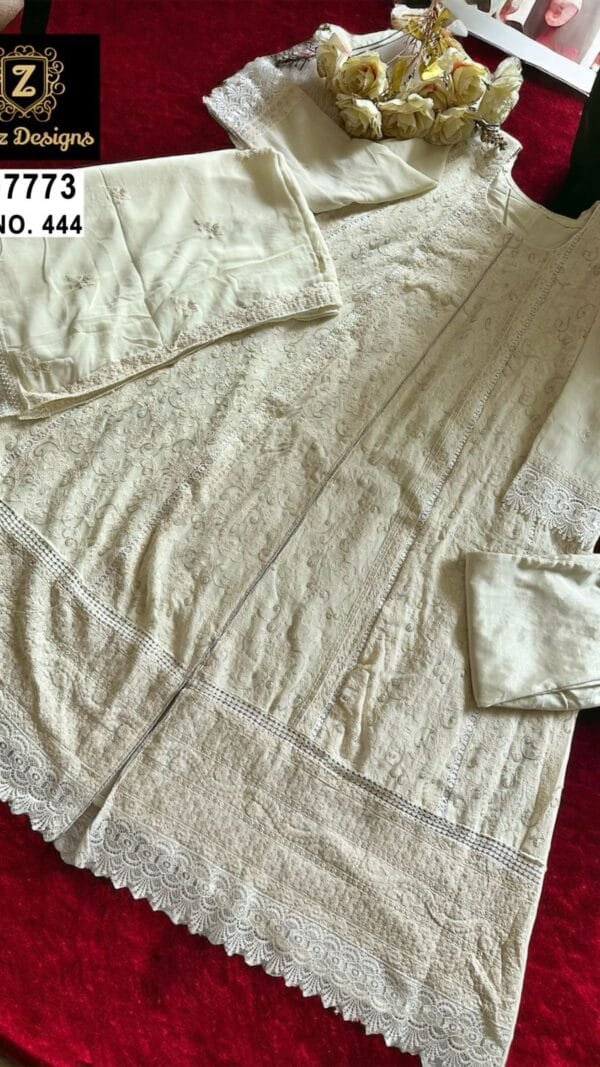 Grey Yellow Colour Georgette very heavy embroidered Suits