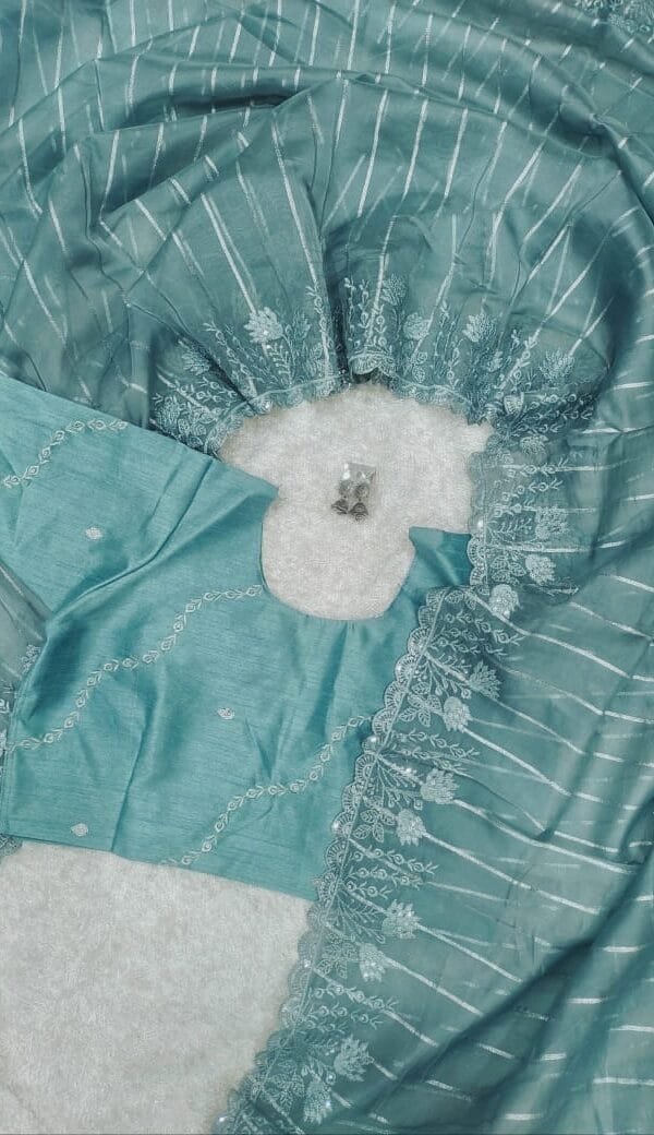 Light Blue Colour Pure soft organza saree