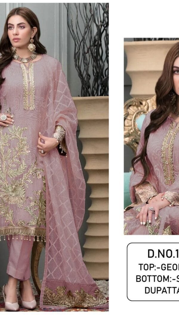 Light Brown Colour Georgette With Sequence Embroidery & Diamond Work Suits