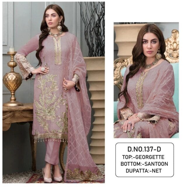 Light Brown Colour Georgette With Sequence Embroidery & Diamond Work Suits