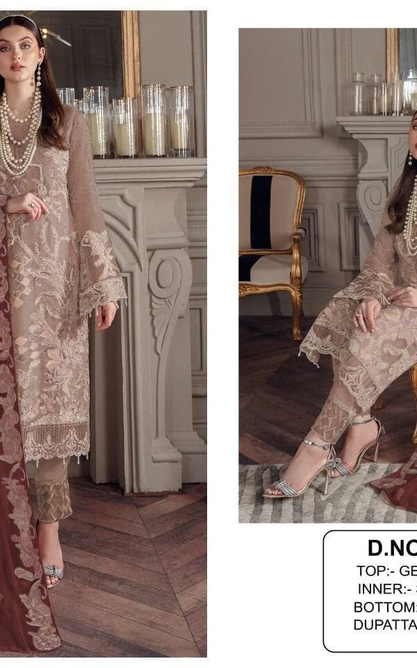 Light Brown Colour Georgette With Sequence Embroidery Work Suits