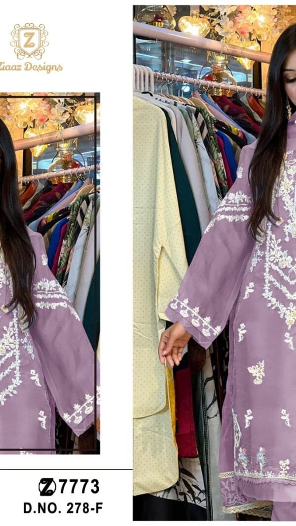 Light Brown Colour Organza Embroidered, handwork Suits