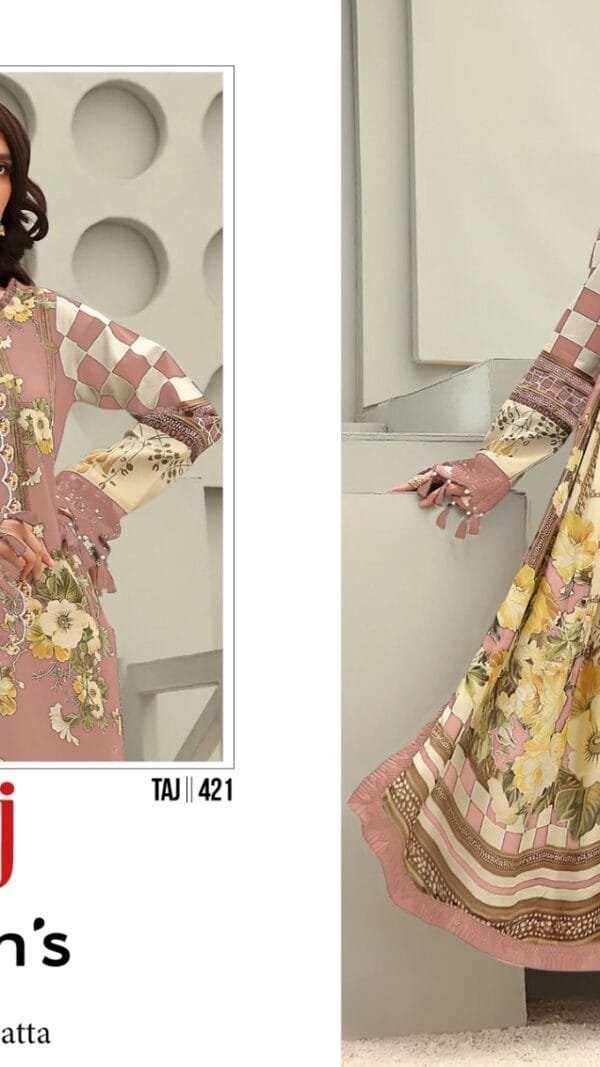 Light Brown Colour Pure Cotton Print with heavy embroidery Suits