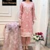 Light Brown Organza Embroidered, handwork Suits
