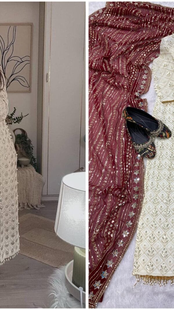 Light Brown Readymade Desirable Fancy Faux Georgette Sequence Suits