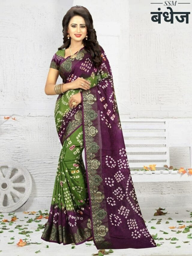 Light Green Colour New Bandhani Saree