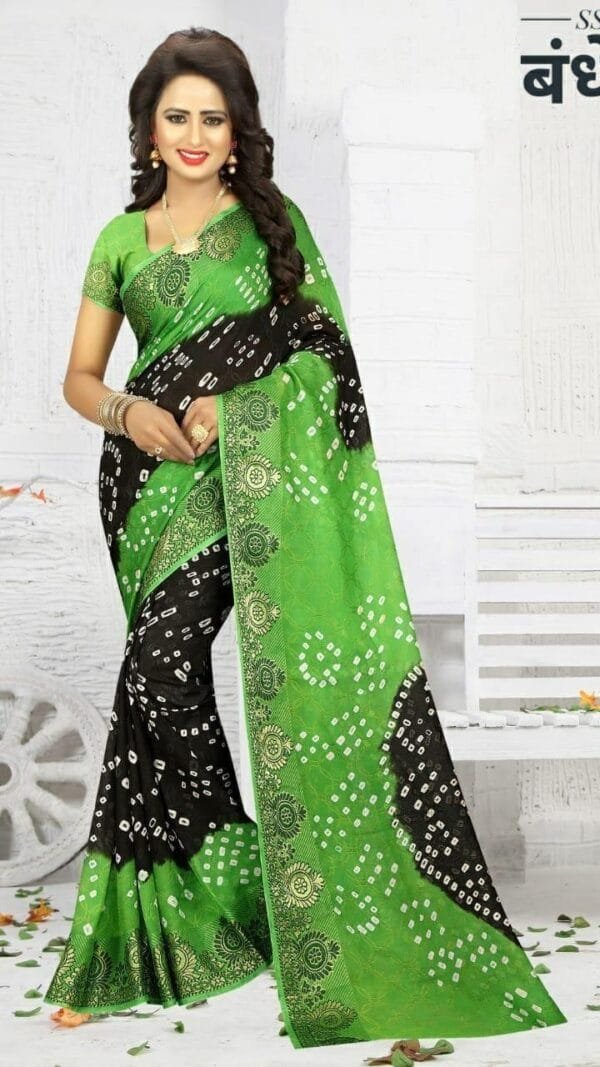 Light Green Colour New Bandhani Saree