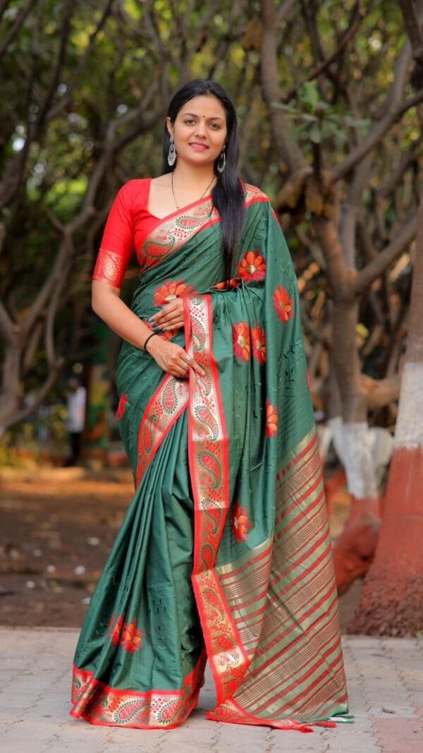 Light Green Colour Pure Mercerised Cotton Silk Saree
