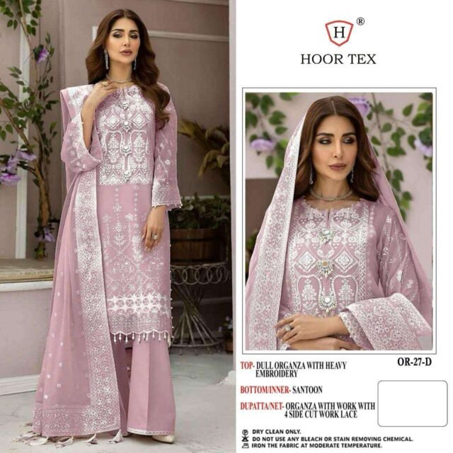 Light Pink Colour Heavy Organza Suits