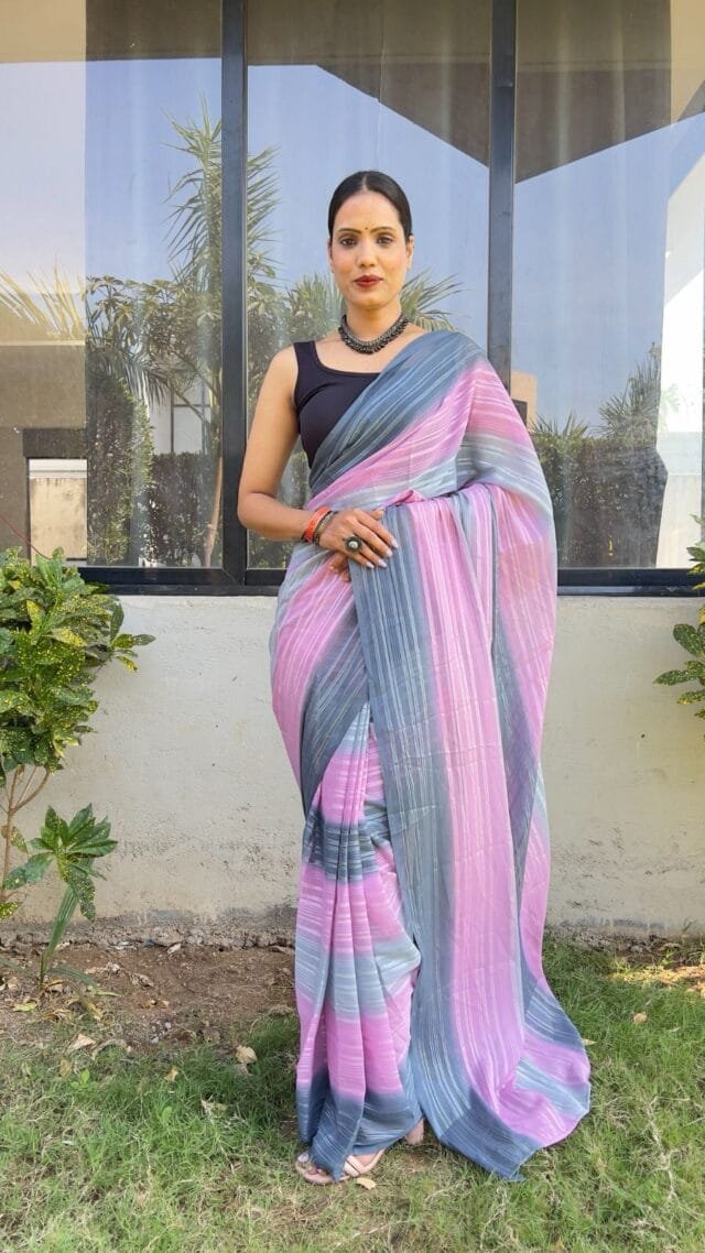 Light Purple Colour PRESENT NEW READY TO WEAR 1 MIN SAREE