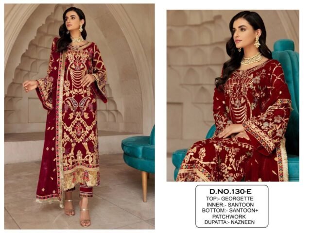 Maroon Colour Georgette With Siqunce Embroidery Work Suits