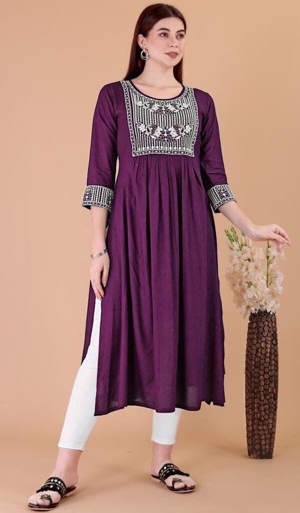 Maroon Colour New Launching super Hit nyracut kurti