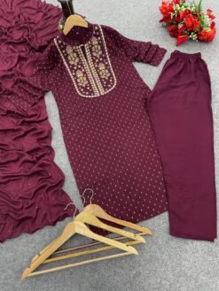 Maroon Colour New Reyon beautiful suit