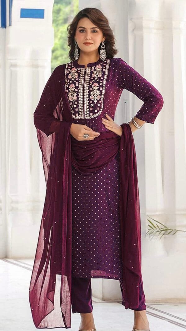 Maroon Colour New Reyon beautiful suit