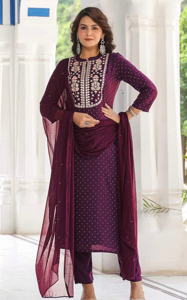 Maroon Colour New Reyon beautiful suit