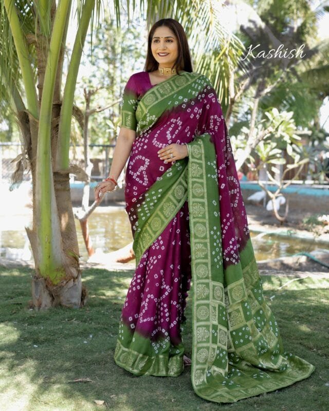 Maroon Colour Pure Bandhej silk saree