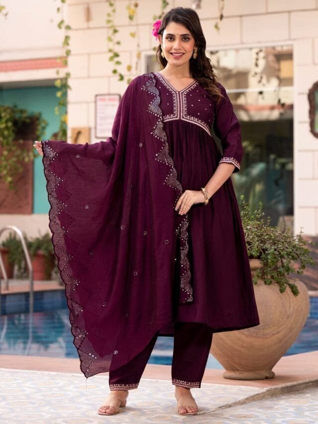 Maroon Colour Roman Silk With Innar Kurtis