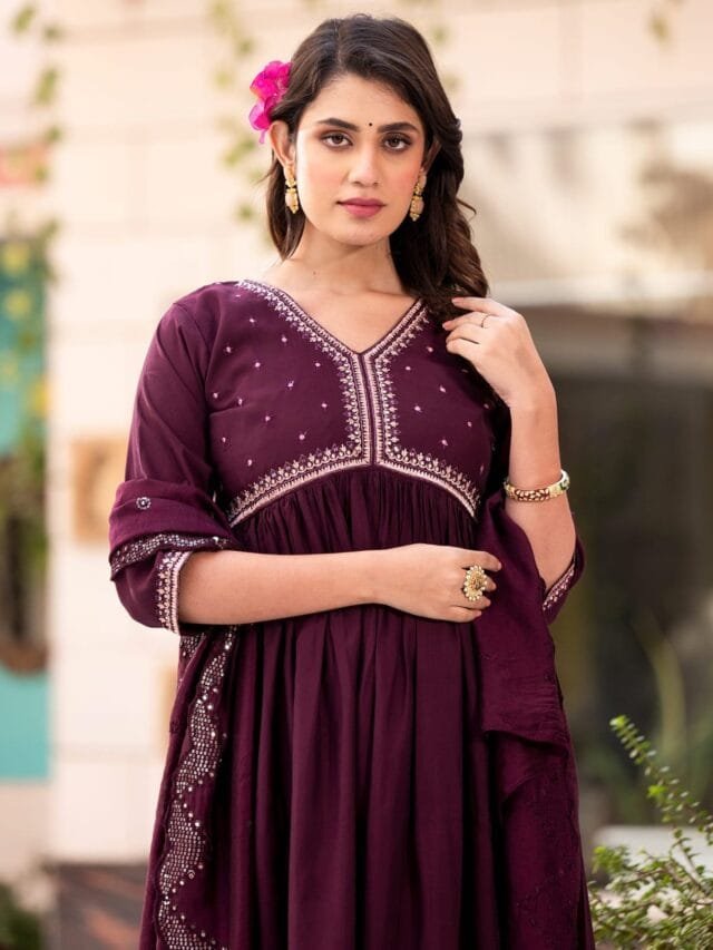 Maroon Colour Roman Silk With Innar Kurtis