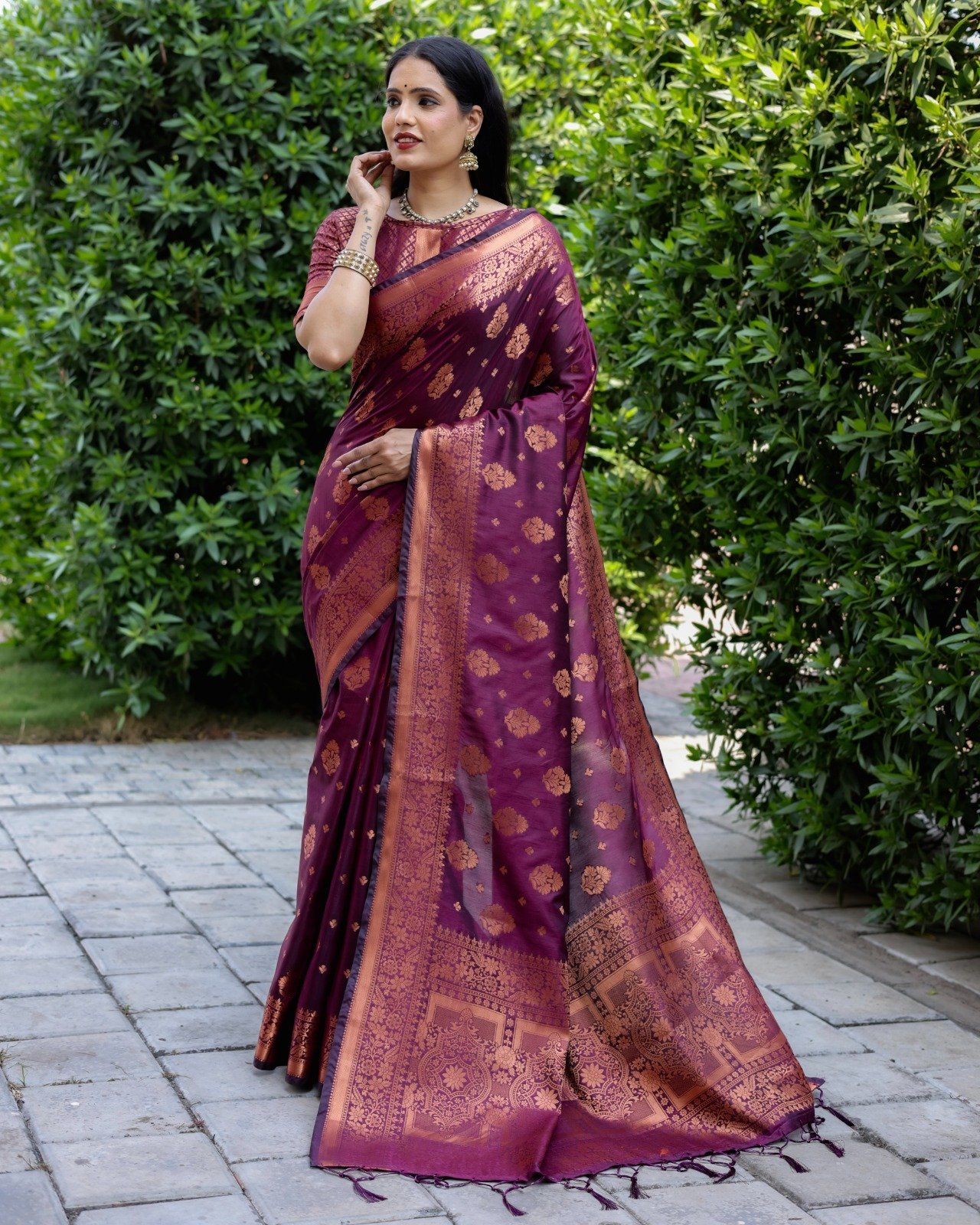 Banarasi Silk Woven Saree In Maroon Colour - SR1356109