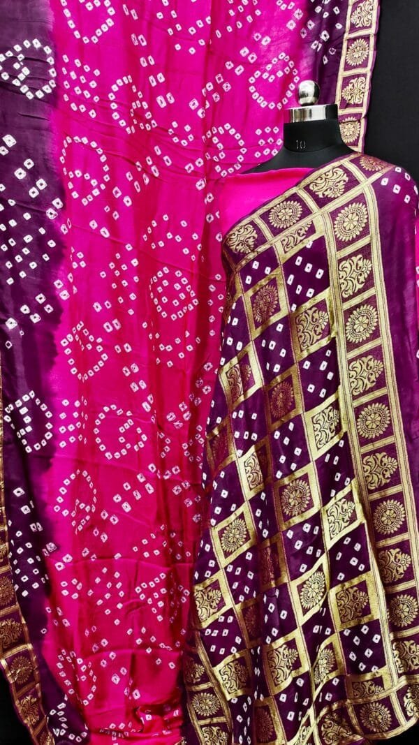 Meganta Colour Pure Bandhej silk saree