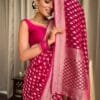 Megenta Colour Banarasi Soft Silk Saree