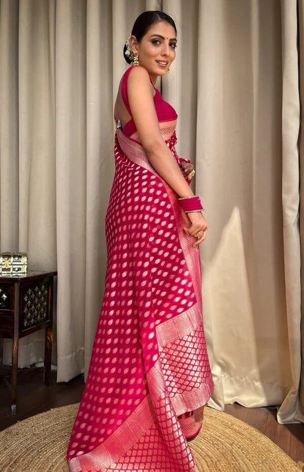 Megenta Colour Banarasi Soft Silk Saree
