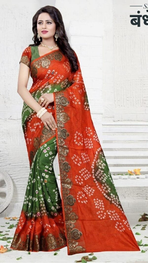 Orange Colour New Bandhani Saree